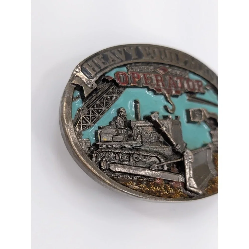 VTG 1986 Heavy Equipment Operator Belt Buckle The Great American‎ Buckle Co USA